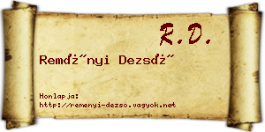 Reményi Dezső névjegykártya